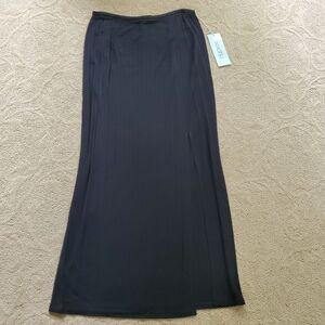 NWT Vintage Tamotsu Pinstripe Black Skirt Size 14 Viscose Made in the USA